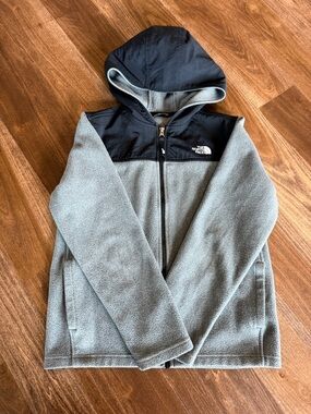 The North Face Kids Hooded Fleece Jacket - Gray and Black